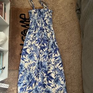 floral smocked midi dress